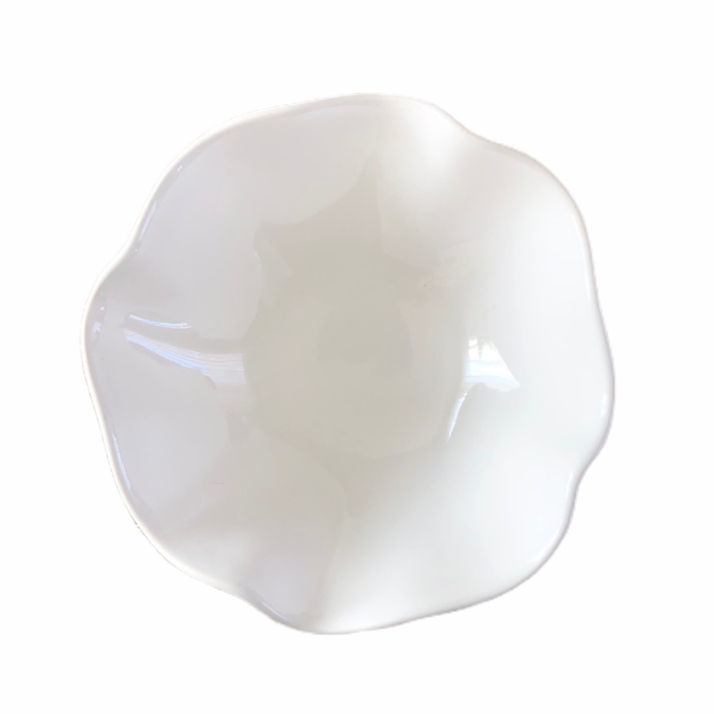 Crate & Barrel White Ruffle Ceramic Dip Bowl